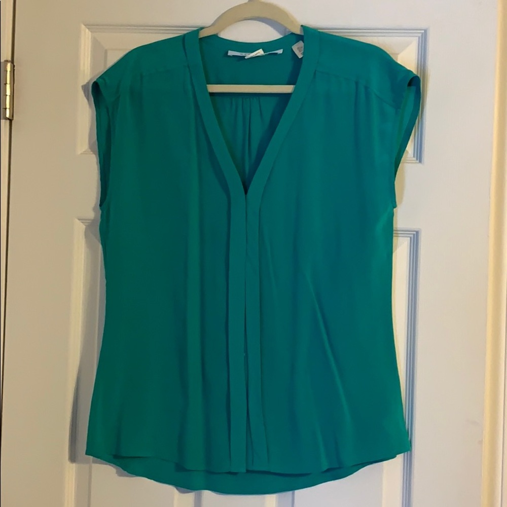 Max Studio Size L 100% Silk Teal Blouse